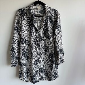 NWOT Cynthia Rowley Sleepwear Palm Print Button Nightshirt Dress Size Medium